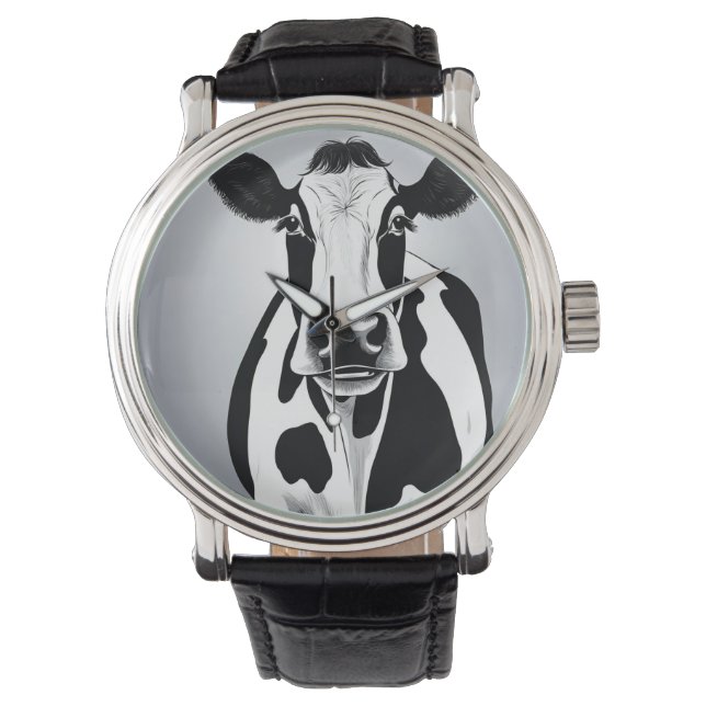 Svart och vitt mood Cow Armbandsur (Framsida)