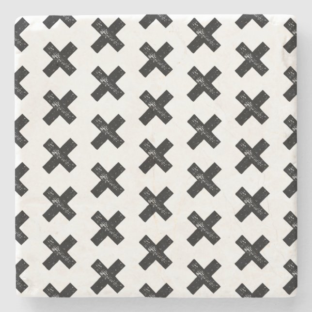 Svart och vitt "multiplicera"-symbol Lino-klipp Stenunderlägg (Framsidan)