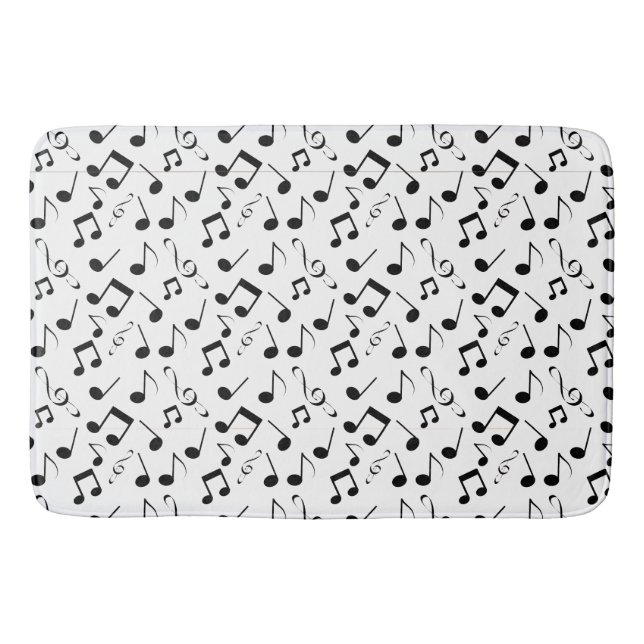 Svart och vitt Musik noter Design Bath Mat Badrumsmatta (Framsidan)