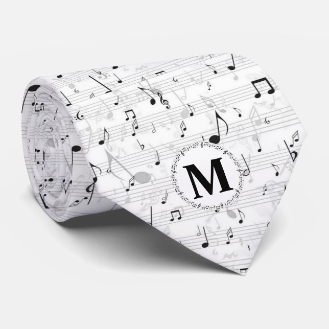Svart och vitt musikanteckning Musician Monogram Slips (Rullad)