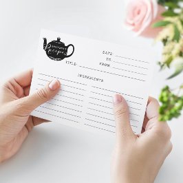 Svart och vitt Namn-monogram tea-receptkort