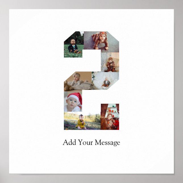 Svart och Vitt Nummer 2 Foto Collage Poster (Framsidan)