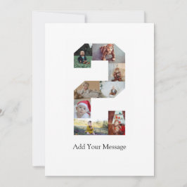 Svart och Vitt Nummer 2 Foto Collage Tack Kort