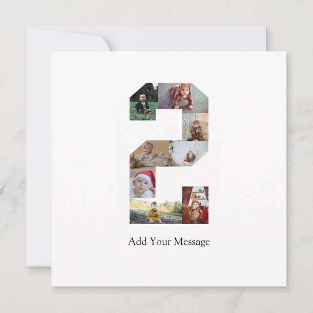 Svart och Vitt Nummer 2 Foto Collage Tack Kort (Framsida)