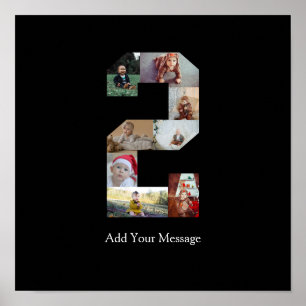 Svart och vitt nummer 2 fotokollage poster