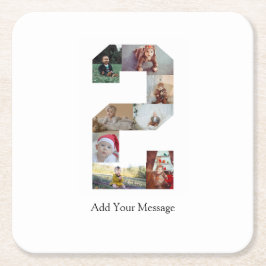 Svart och vitt nummer 2 fotokollage underlägg papper kvadrat