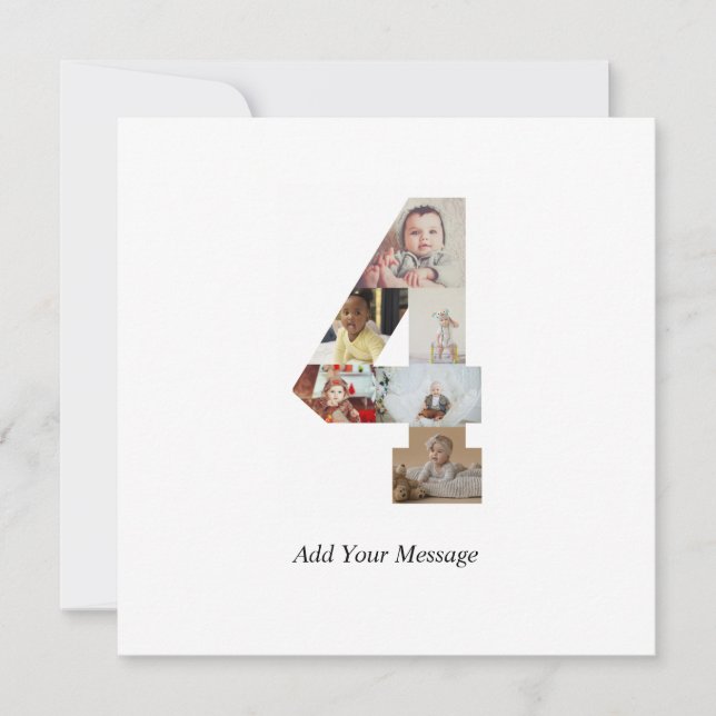 Svart och Vitt Nummer 4 Foto Collage Julkort (Framsida)