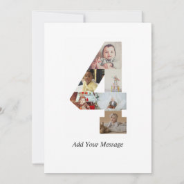 Svart och Vitt Nummer 4 Foto Collage Kort