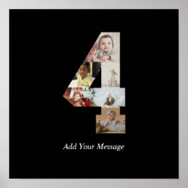Svart och Vitt Nummer 4 Foto Collage Poster