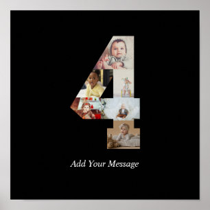 Svart och Vitt Nummer 4 Foto Collage Poster