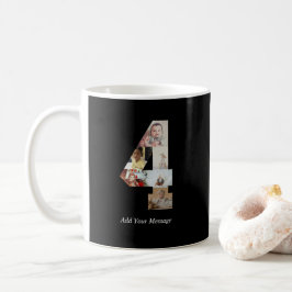 Svart och vitt nummer 4 fotokollage kaffemugg