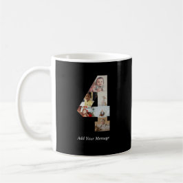 Svart och vitt nummer 4 fotokollage kaffemugg