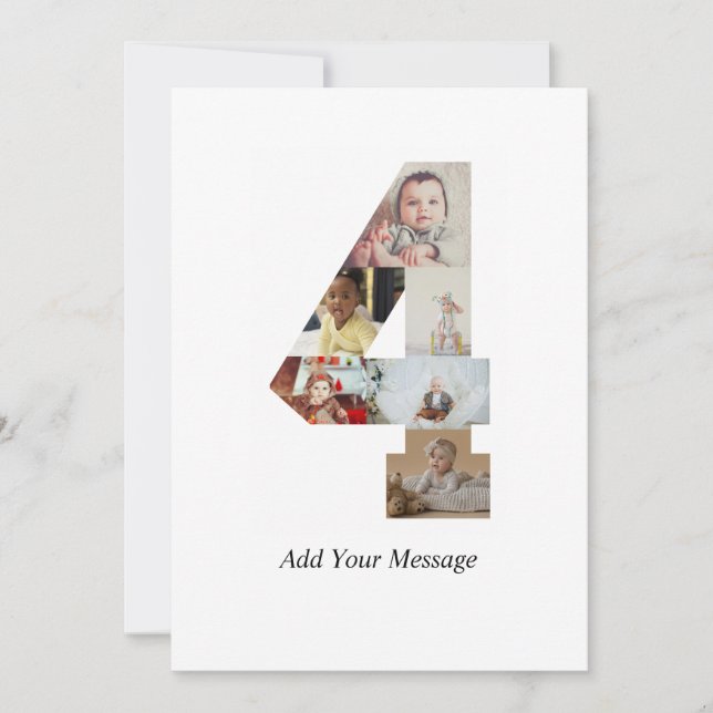 Svart och Vitt Nummer 4 Fotokollage Meddelande (Framsida)