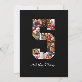 Svart och Vitt Nummer 5 Foto Collage Tack Kort