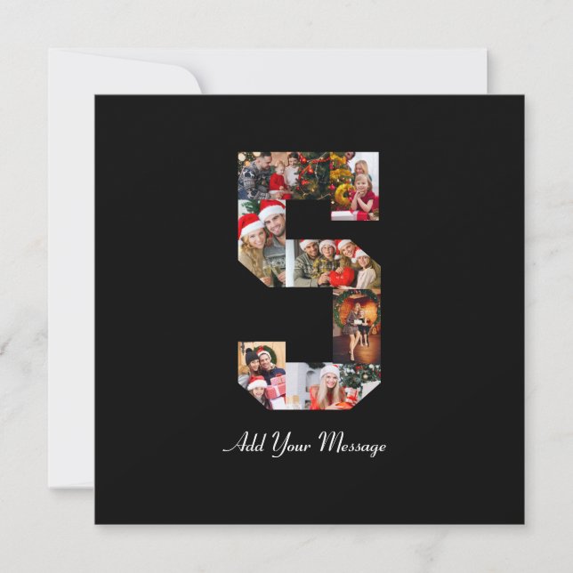 Svart och Vitt Nummer 5 Fotokollage Julkort (Framsida)