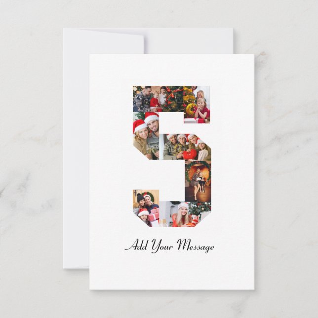 Svart och Vitt Nummer 5 Fotokollage Kort (Framsida)