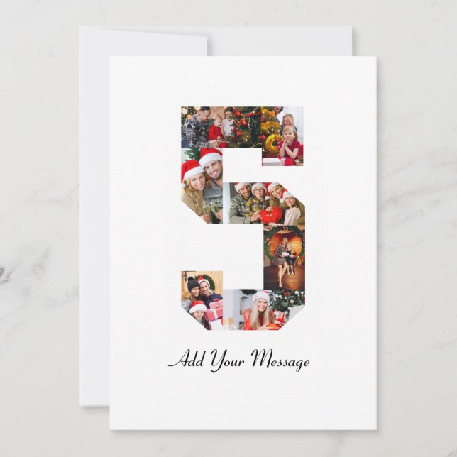 Svart och Vitt Nummer 5 Fotokollage Meddelande (Framsida)