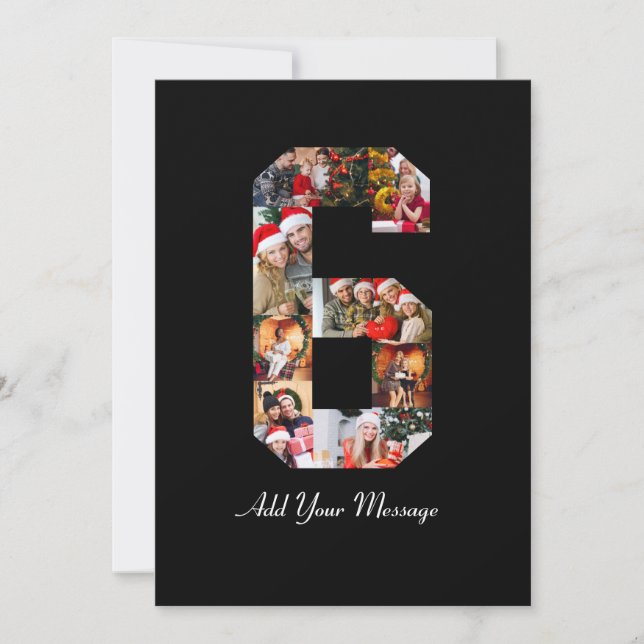Svart och Vitt Nummer 6 Foto Collage Meddelande (Framsida)