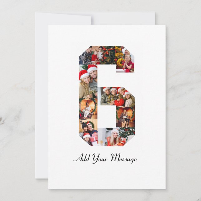 Svart och Vitt Nummer 6 Foto Collage Tack Kort (Framsida)