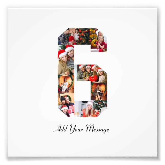 Svart och vitt nummer 6 fotokollage fototryck (Framsidan)