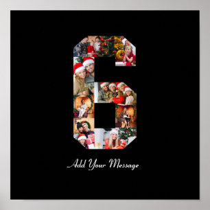 Svart och vitt nummer 6 fotokollage poster