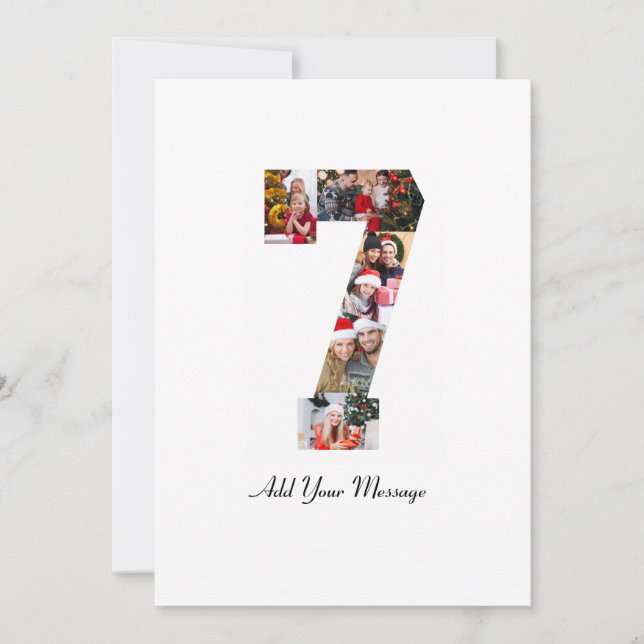 Svart och Vitt Nummer 7 Foto Collage Meddelande (Framsida)
