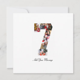 Svart och Vitt Nummer 7 Foto Collage Tack Kort