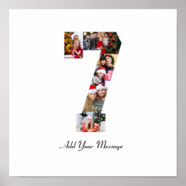 Svart och vitt Nummer 7 Fotocollage Poster