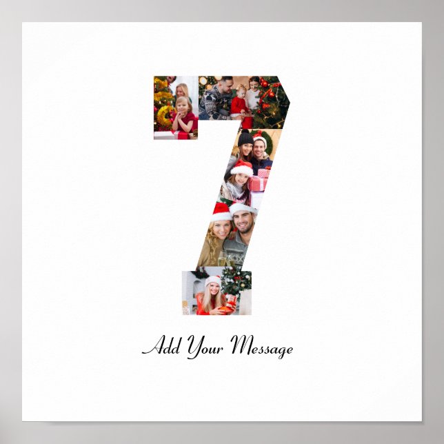 Svart och vitt Nummer 7 Fotocollage Poster (Framsidan)