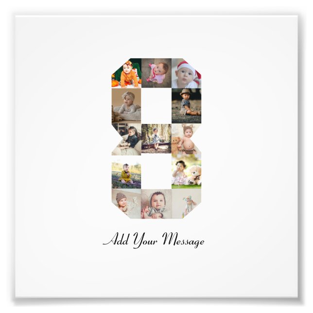 Svart och Vitt Nummer 8 Foto Collage (Framsidan)