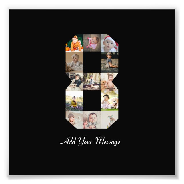 Svart och Vitt Nummer 8 Foto Collage (Framsidan)