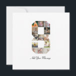 Svart och Vitt Nummer 8 Foto Collage Kort<br><div class="desc">Denna anpassningsbara produkt är där foton är arrangerade för att bilda formen av ett nummer. Det används ofta för milstolpsfiranden som födelsedagar, årsdagar eller prestationer, så att användarna kan visa minnesvärda bilder i en enda, iögonfallande display. Designen erbjuder vanligtvis utrymmen för olika fotostorlekar och orienteringar, vilket säkerställer en visuellt tilltalande...</div>
