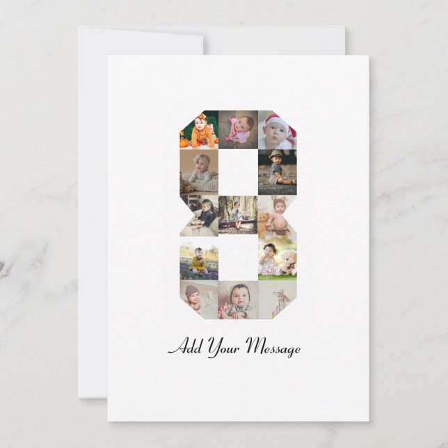 Svart och Vitt Nummer 8 Foto Collage Meddelande (Framsida)