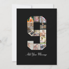 Svart och Vitt Nummer 9 Fotokollage Meddelande