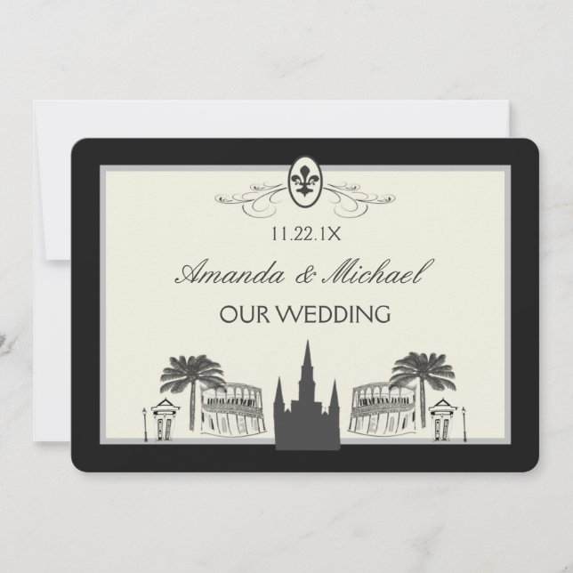 Svart och vitt nytt Orleans Scenes Spara datum Datumet (Framsida)