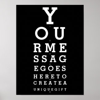 Svart Och Vitt Optikerdiagram Anpassad Meddelande Poster
