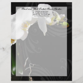Svart och vitt orchid Swirl Letterhead Brevhuvud