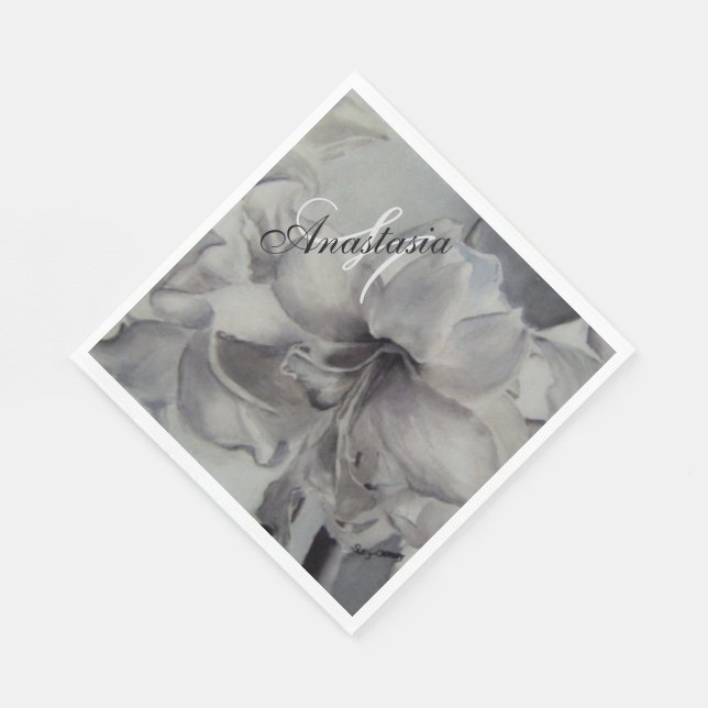 SVART OCH VITT PARTY MONOGRAM PAPPERSSERVETT (Hörn)