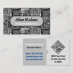 Svart och vitt PCB-tryckt kretskort QR-kod Visitkort