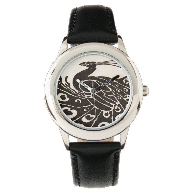 SVART OCH VITT PEACOCK ARMBANDSUR (Framsida)