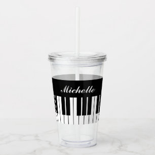 Svart och vitt piano-nycklar akryltumlarglas take away mugg