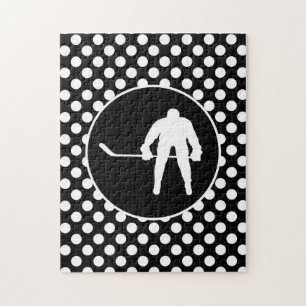 Svart och vitt Polka dots; Hockey Pussel