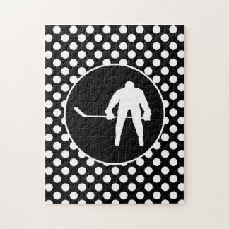 Svart och vitt Polka dots; Hockey Pussel