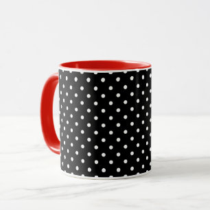 Svart och vitt Polka dots + rött Mugg