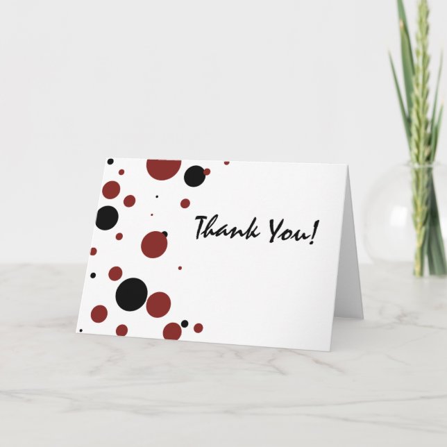 Svart och vitt Polka dots-Tack Tack Kort (Framsida)