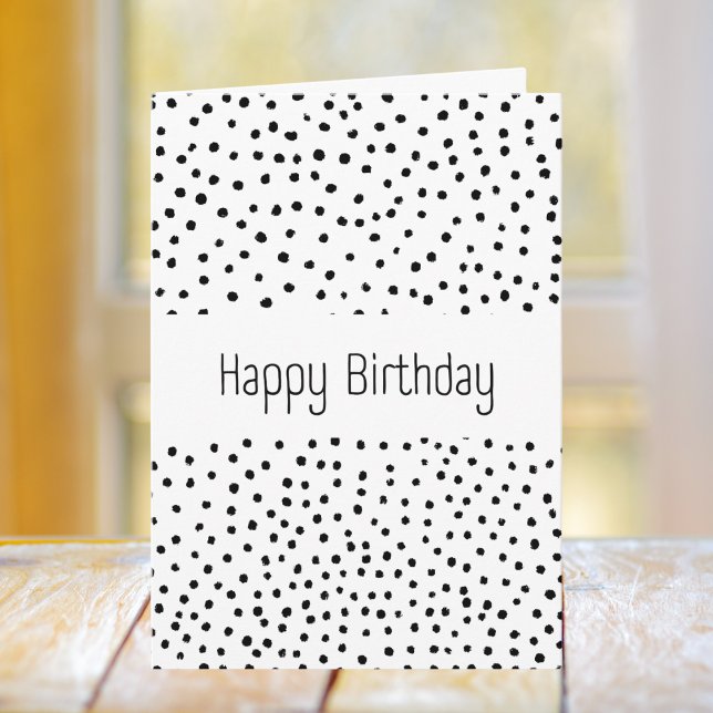 Svart och vitt polkadot Mönster födelsedag Kort (Skapare uppladdad)