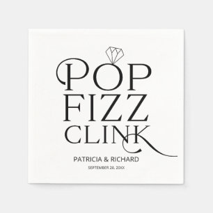 Svart Och Vitt Pop Fizz Clink Förlovningsfest Pappersservett