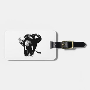 Svart och vitt poppart Elephant Bagagebricka