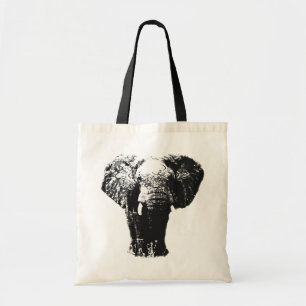 Svart och vitt poppart Elephant Tygkasse