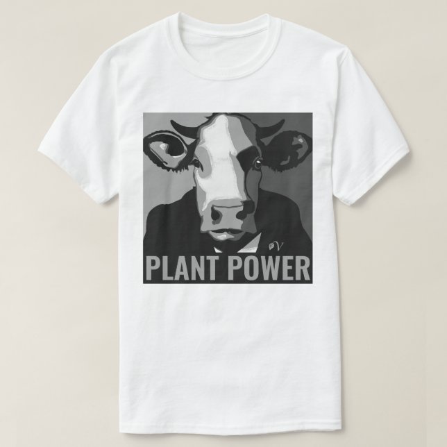 Svart och vitt poppkonst Tshirt Plant Power T Shirt (Design framsida)